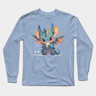 Cute dragon hugging his teddy bear Long Sleeve T-Shirt